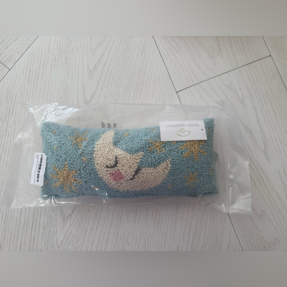NWT - Peking Handicraft -  Moon and Stars 12" x 5" Wool Pillow